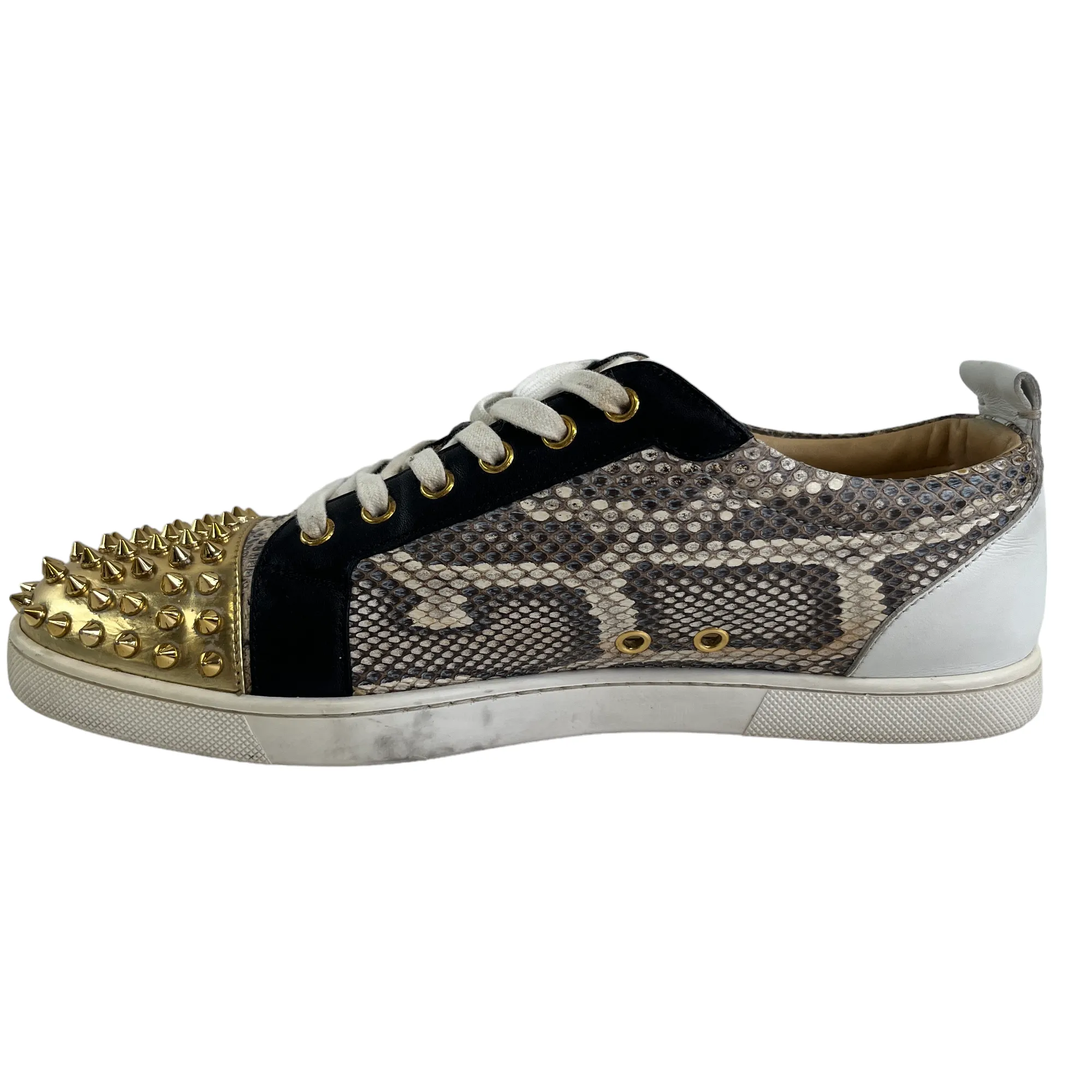 Men's Junior Spikes Snakeskin Low Trainers Beige Size EU 42.5 / UK 8.5