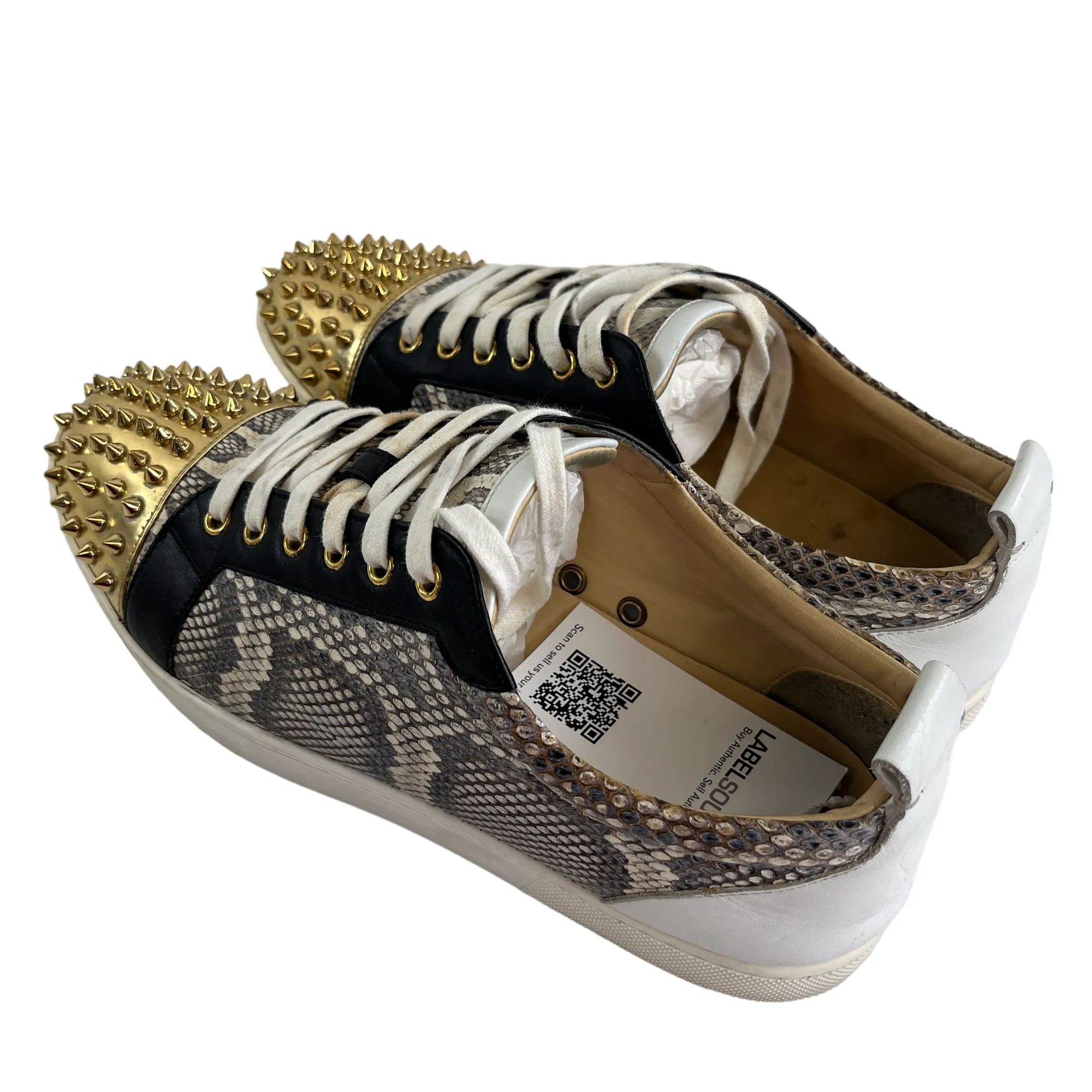 Men's Junior Spikes Snakeskin Low Trainers Beige Size EU 42.5 / UK 8.5