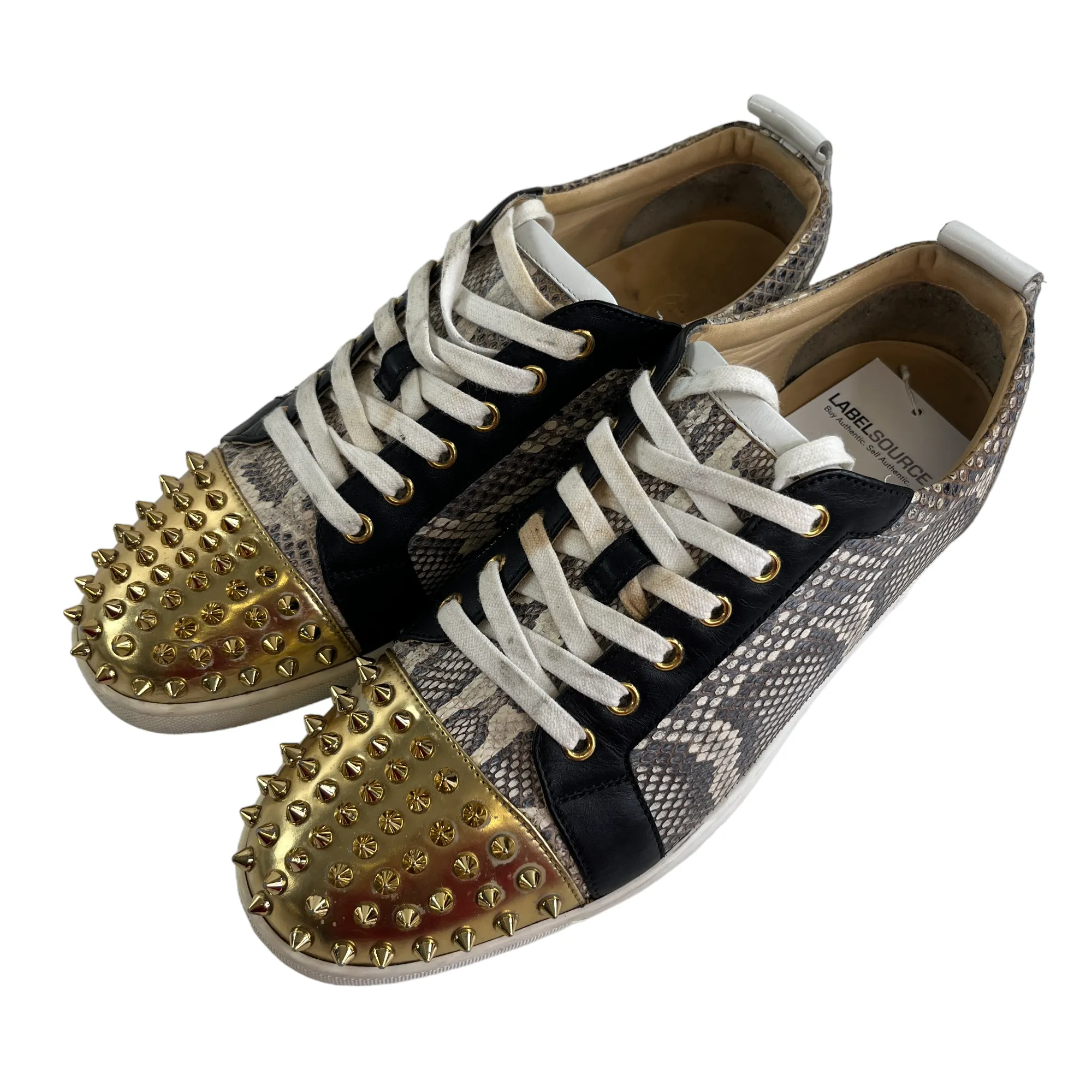 Men's Junior Spikes Snakeskin Low Trainers Beige Size EU 42.5 / UK 8.5