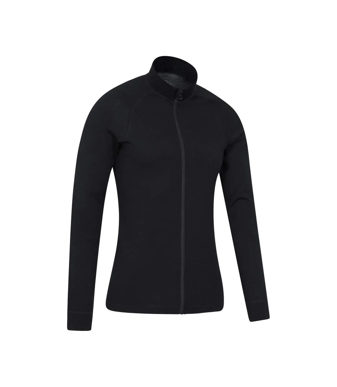 Mens merino wool full zip base layer top black Mountain Warehouse