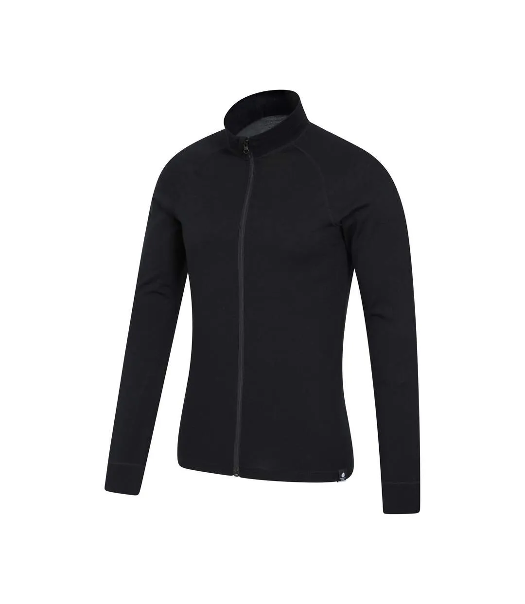 Mens merino wool full zip base layer top black Mountain Warehouse