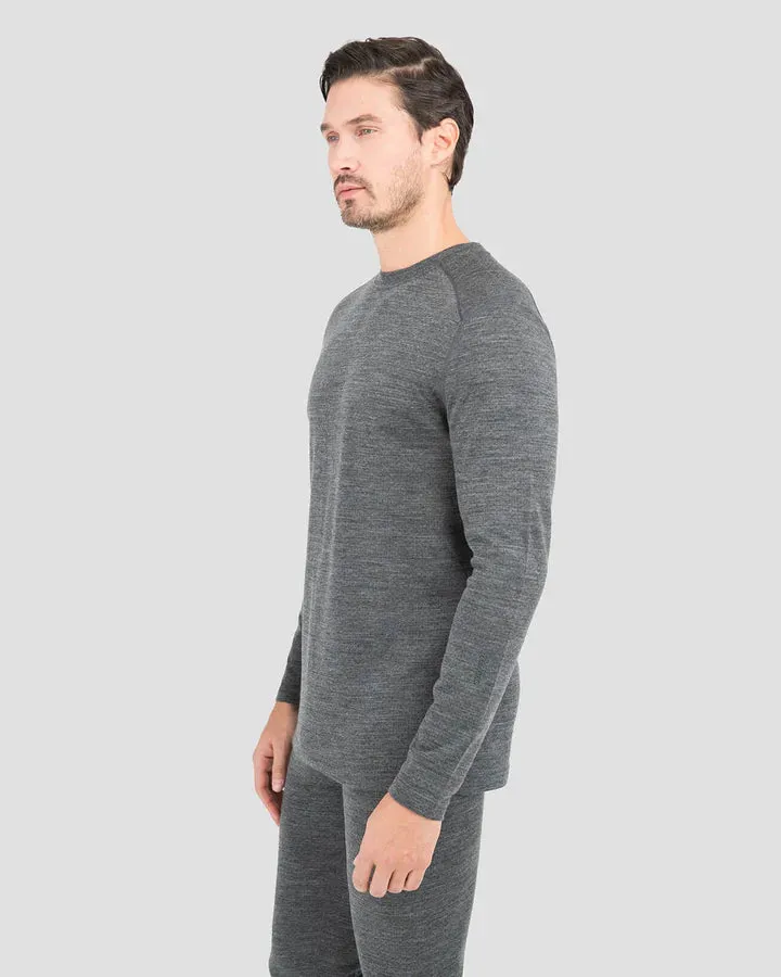 MEN'S MIDWEIGHT ULTRA MERINO WOOL BASELAYER CREW TOP MEDIUM CHARCOAL HEATHER