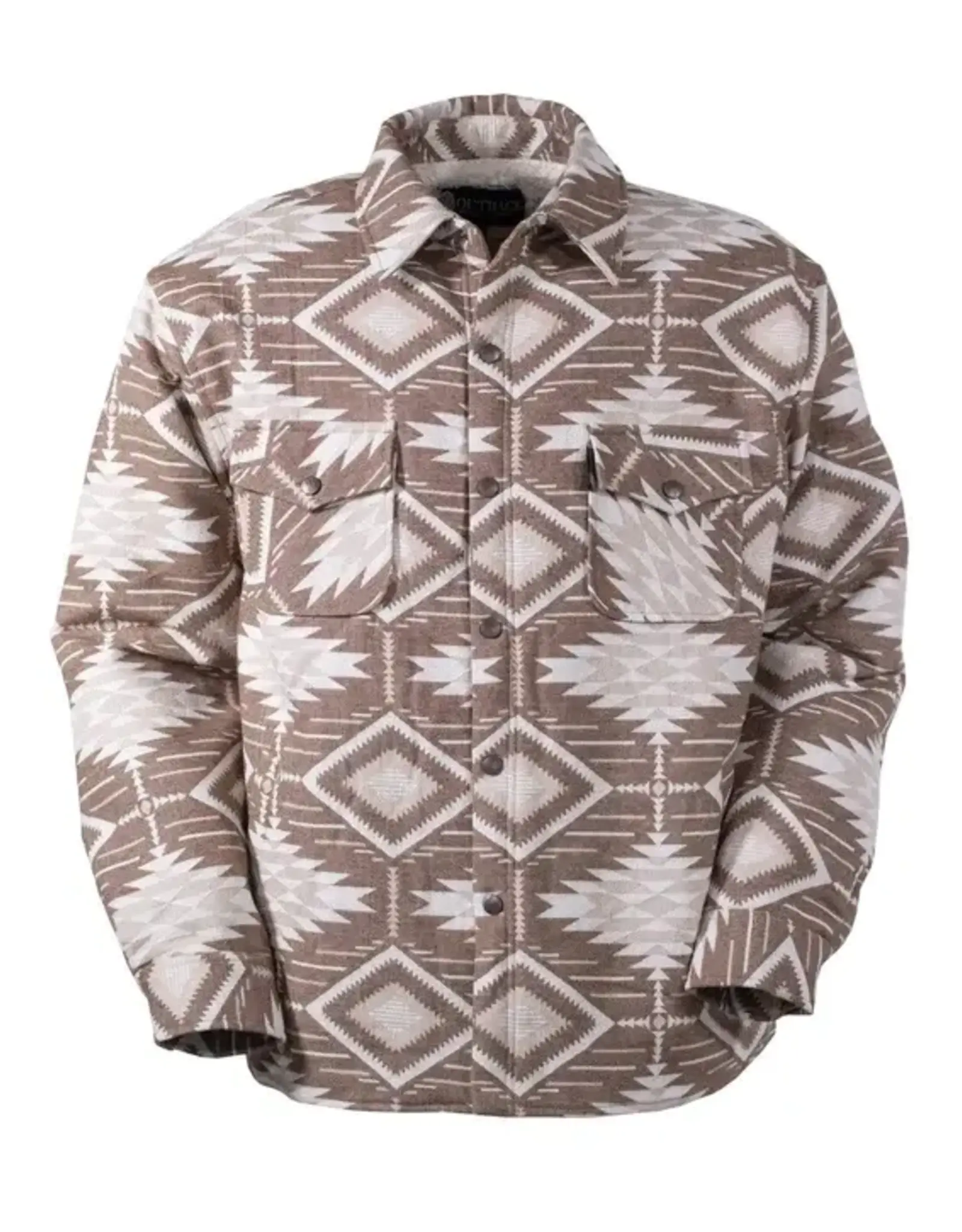 Mens Outback Ronan Brown Aztec Berber Lined Snap Jacket