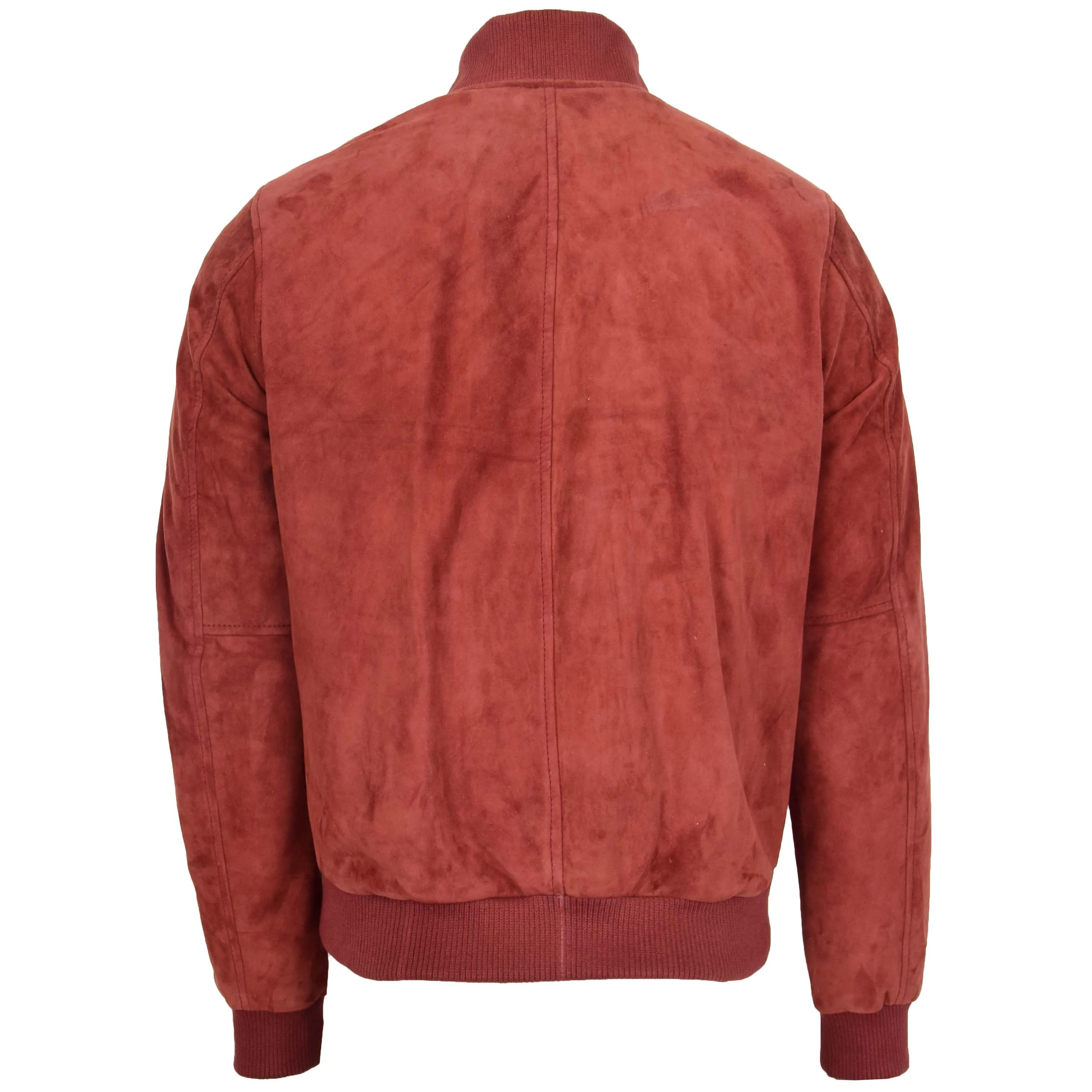 Mens Suede MA-1 Bomber Jacket Trevor Red