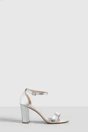 Metallic High Block 2 Part Barely There Heels