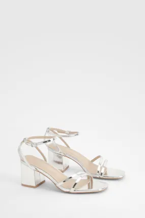 Metallic Low Block Asymmetric Barely There Heels