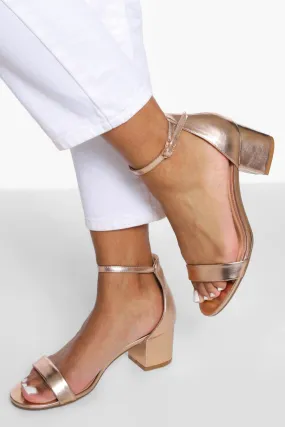 Metallic Low Block Barely There Heels