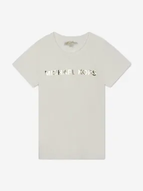 Michael Kors Girls Logo Print T-Shirt in Ivory