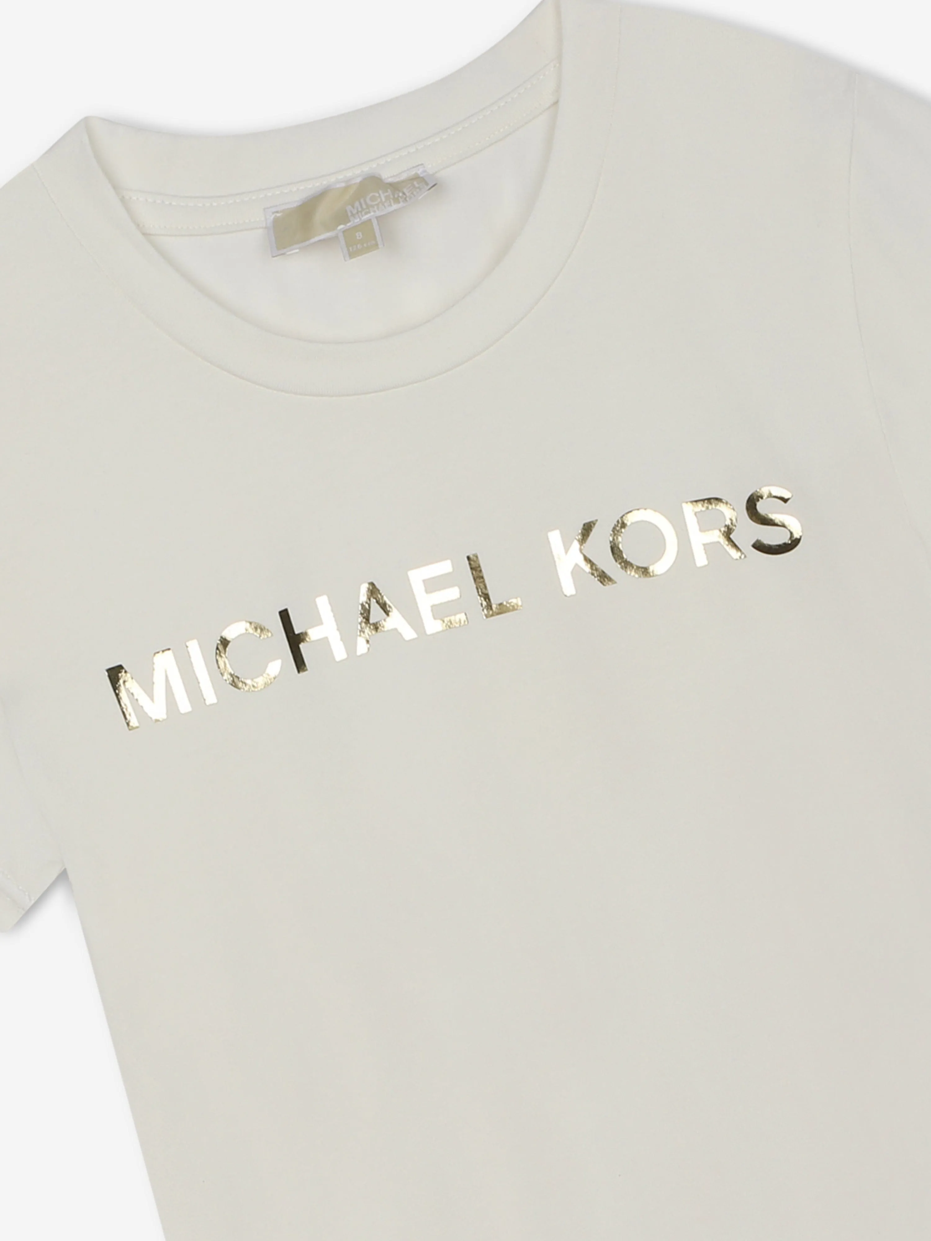 Michael Kors Girls Logo Print T-Shirt in Ivory