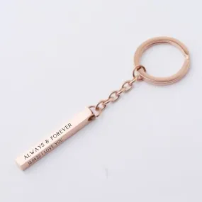 Milani Rose Gold Personalized Bar Keyring, Stainless Steel (READY IN 3 DAYS!)