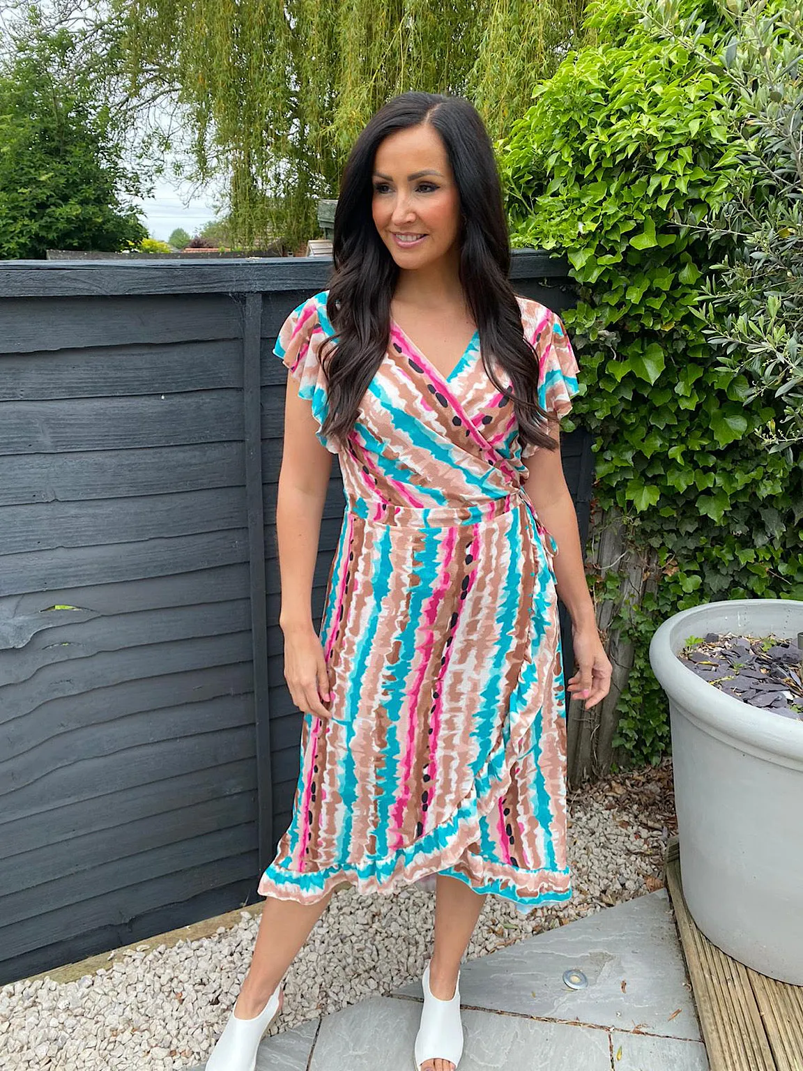 Multi Colour Splash Wrap Dress Teya