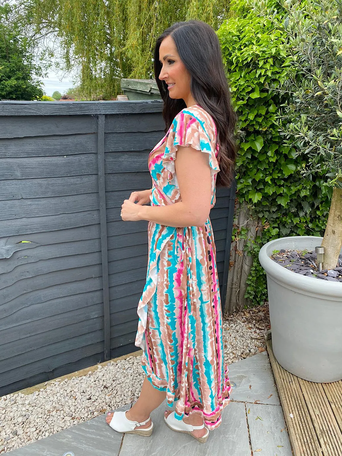 Multi Colour Splash Wrap Dress Teya