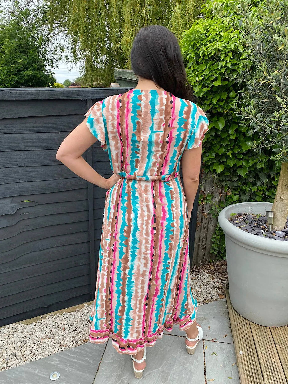 Multi Colour Splash Wrap Dress Teya