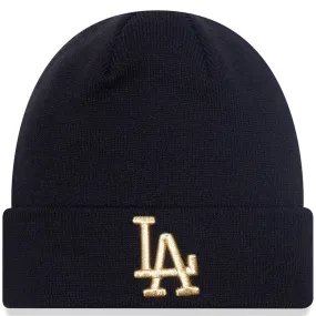 New Era Mens Los Angeles Dodgers Metallic Logo Beanie - Black