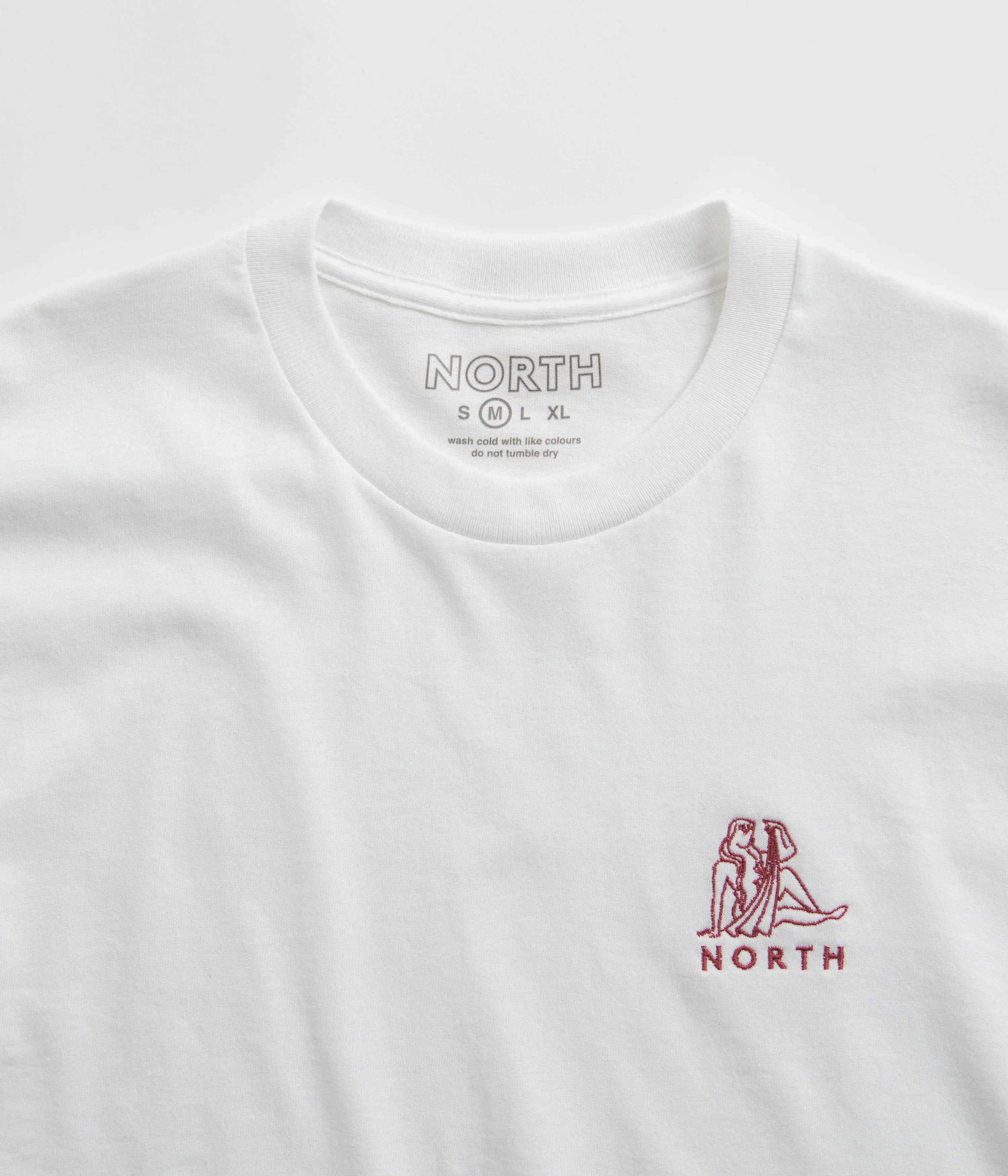 North Zodiac Logo Embroidered T-Shirt - White / Burgundy