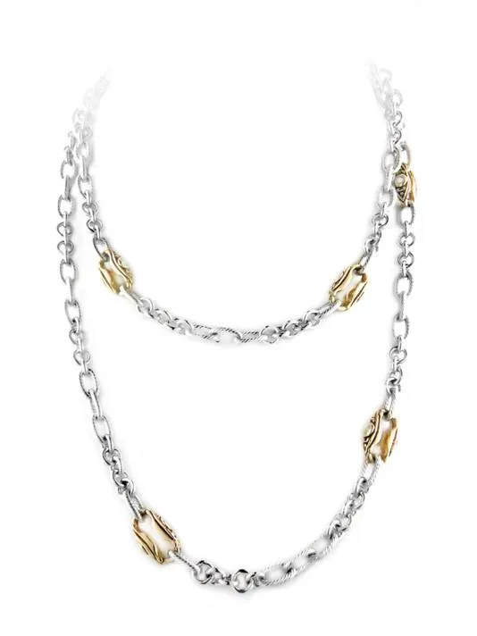 O-Link Collection 36 inch Seven Station Necklace with CZ  by John Medeiros