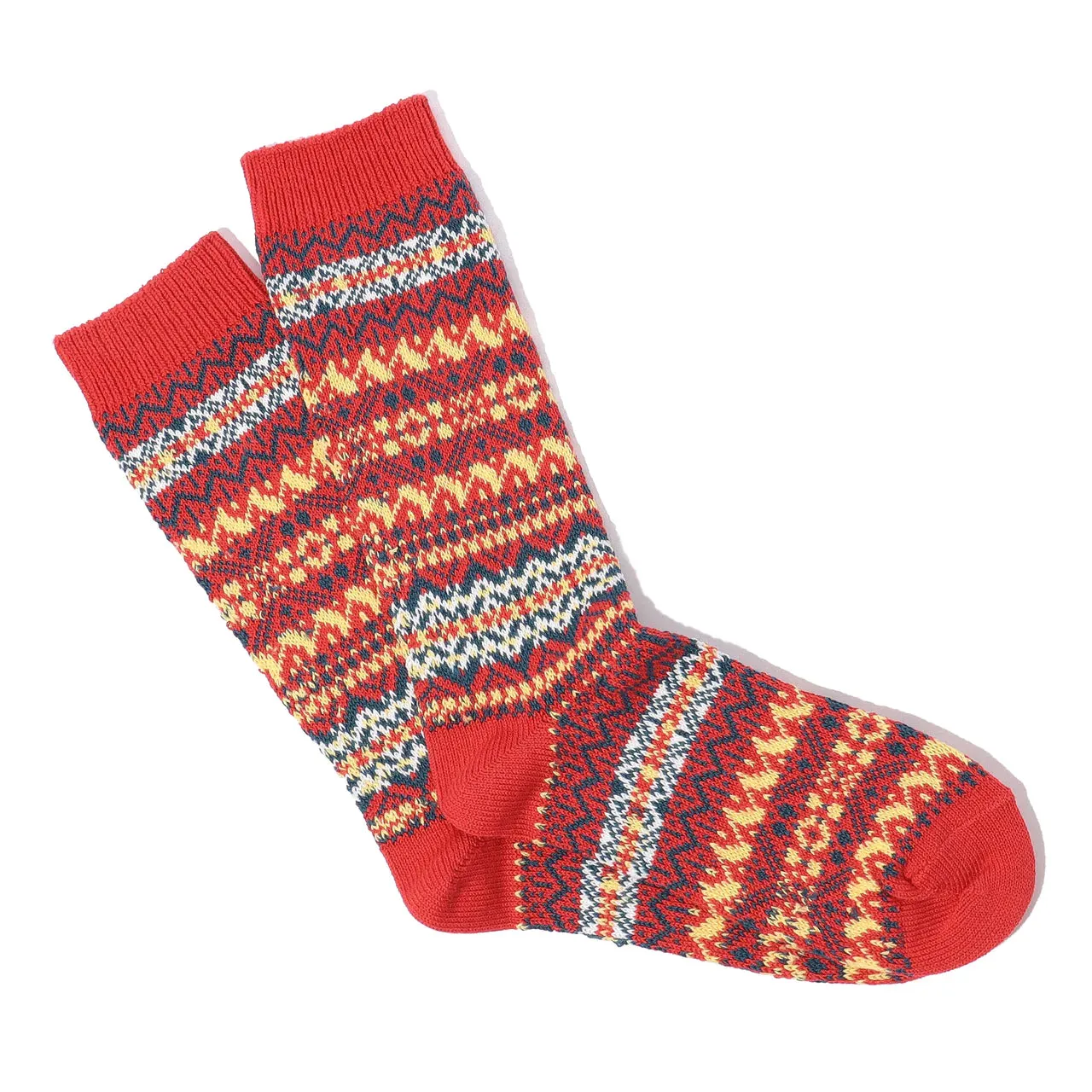 Old Pattern Crew Socks (Red)