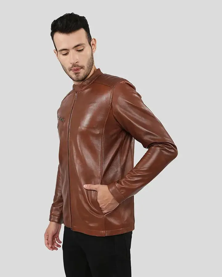 Ollie Brown Racer Leather Jacket