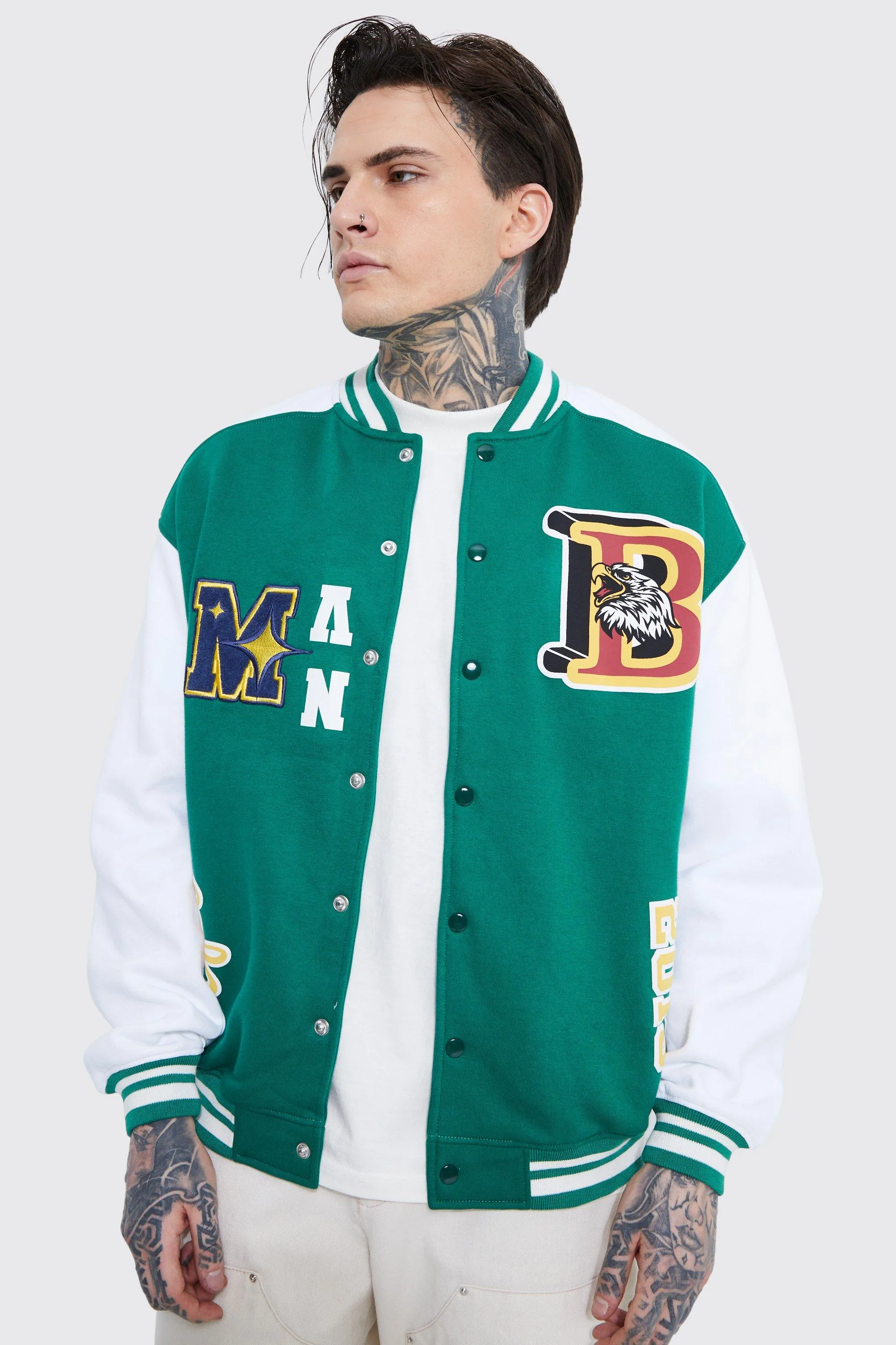 Oversized Bm Jersey Varsity Jacket