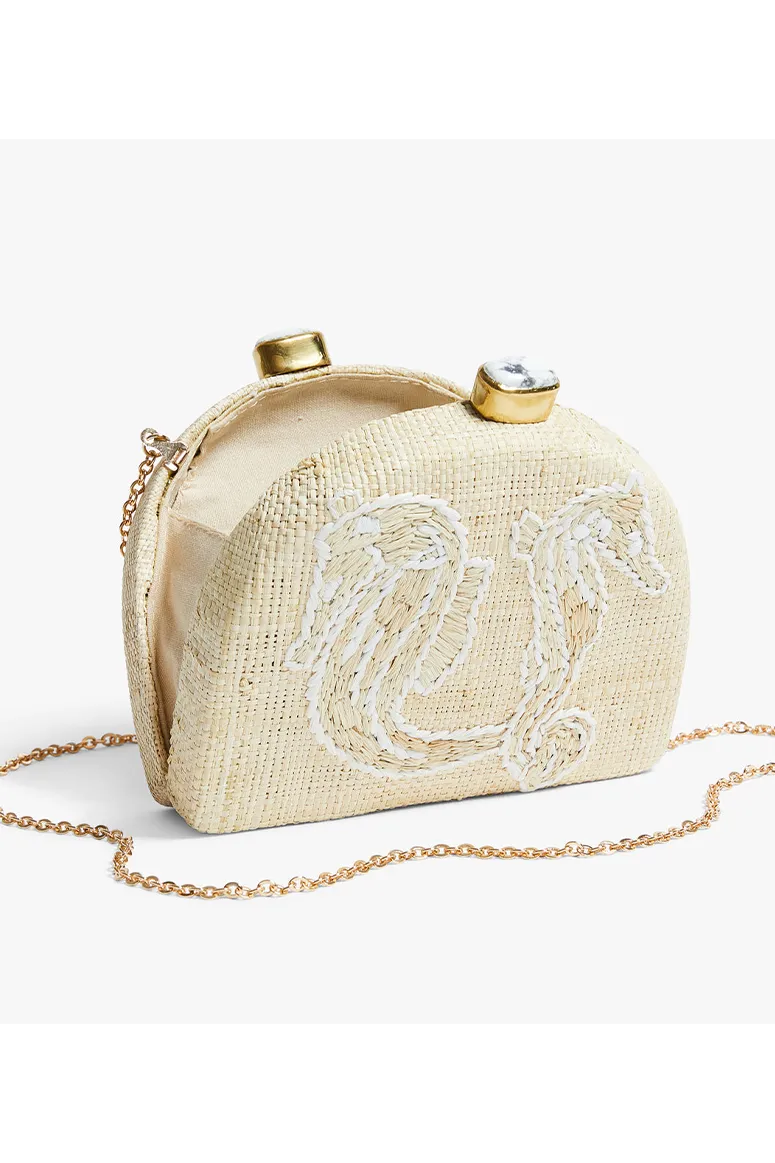 Pamela Munson - Seahorses Clutch - White