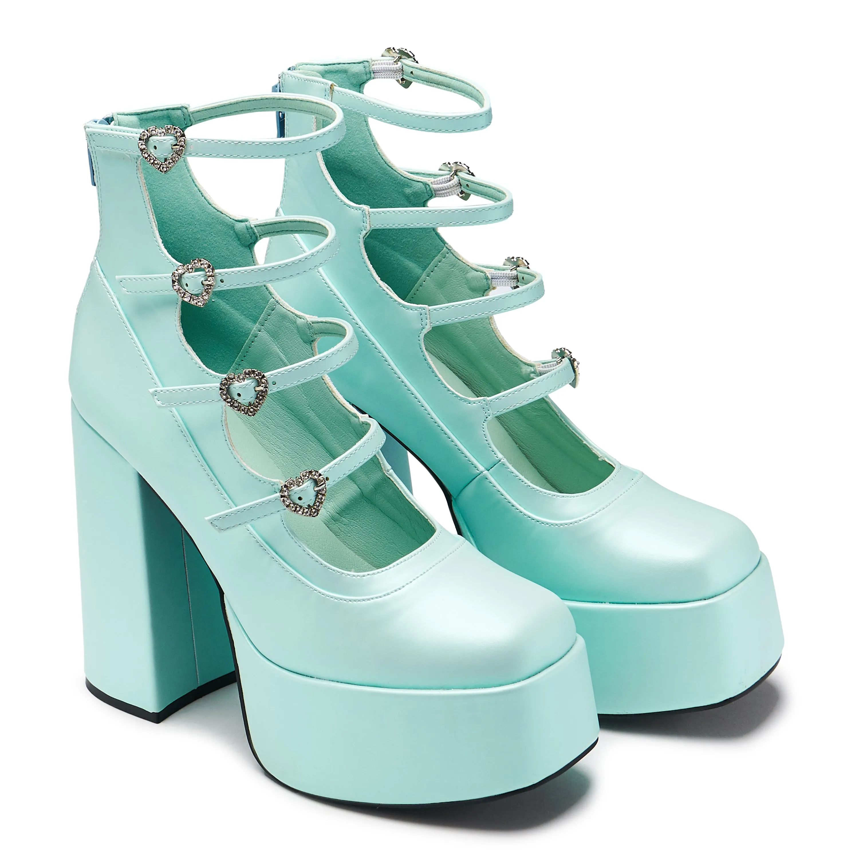 Pearl Dewdrop Platform Heels - Blue