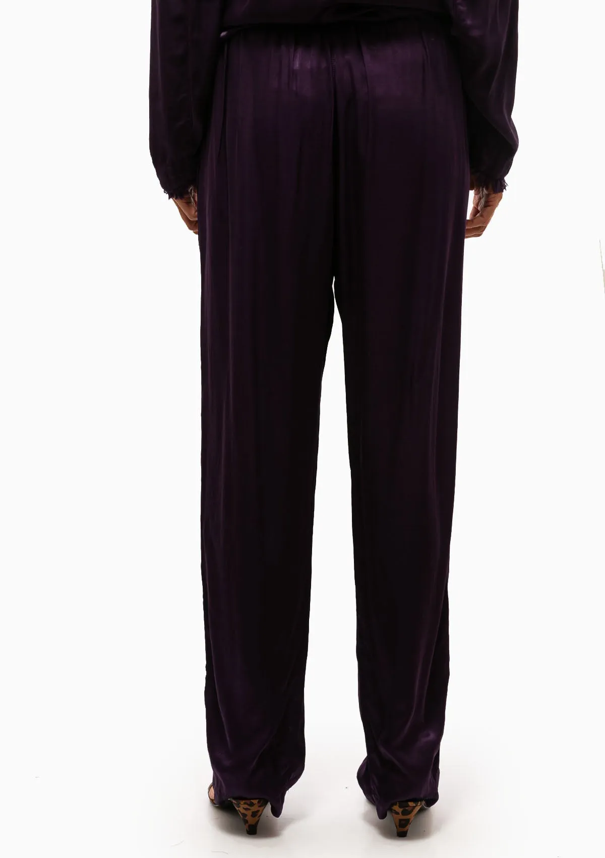 Pebble Satin Bianca Pant | Dark Eggplant