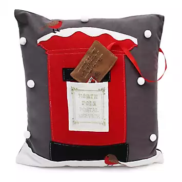 Peggy Wilkins Novelty North Pole Post Embroidered 33x45cm Cushion | Kaleidoscope