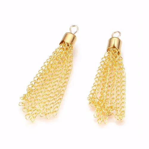 Pendants, Chain Tassels, Golden, 52mm