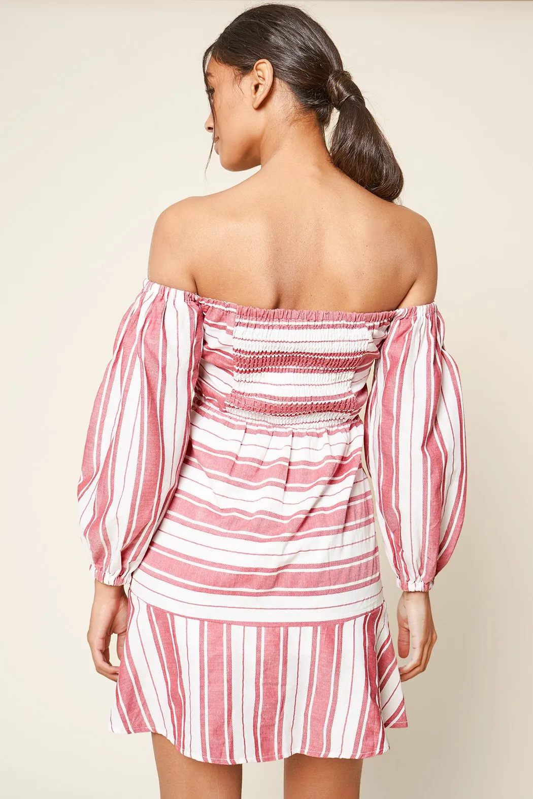 Persephone Off The Shoulder Striped Mini Dress