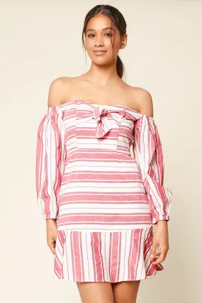 Persephone Off The Shoulder Striped Mini Dress