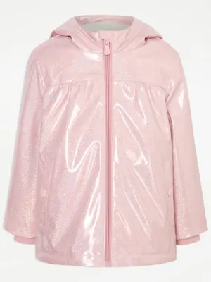 Pink Glitter Borg Lined Rain Mac | Kids | George at ASDA