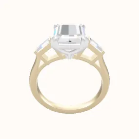 Plain Band with Baguette Sidestones Engagement Ring With Double Prongs Head