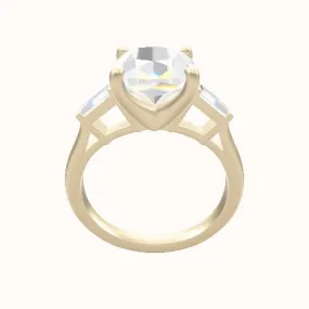 Plain Band with Baguette Sidestones Engagement Ring With Four Prong Head