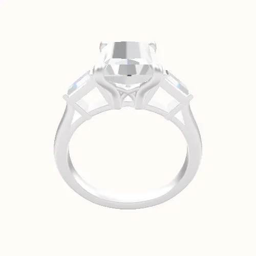 Plain Band with Baguette Sidestones Engagement Ring With X Gallery Head