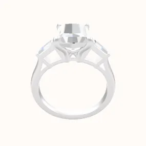 Plain Band with Baguette Sidestones Engagement Ring With X Gallery Head