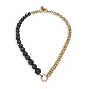 Plaza Lou Peacock Pearl Half N' Half Chain Necklace Base