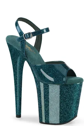 Pleaser USA Flamingo-809GP 8inch Pleasers - Teal Glitter