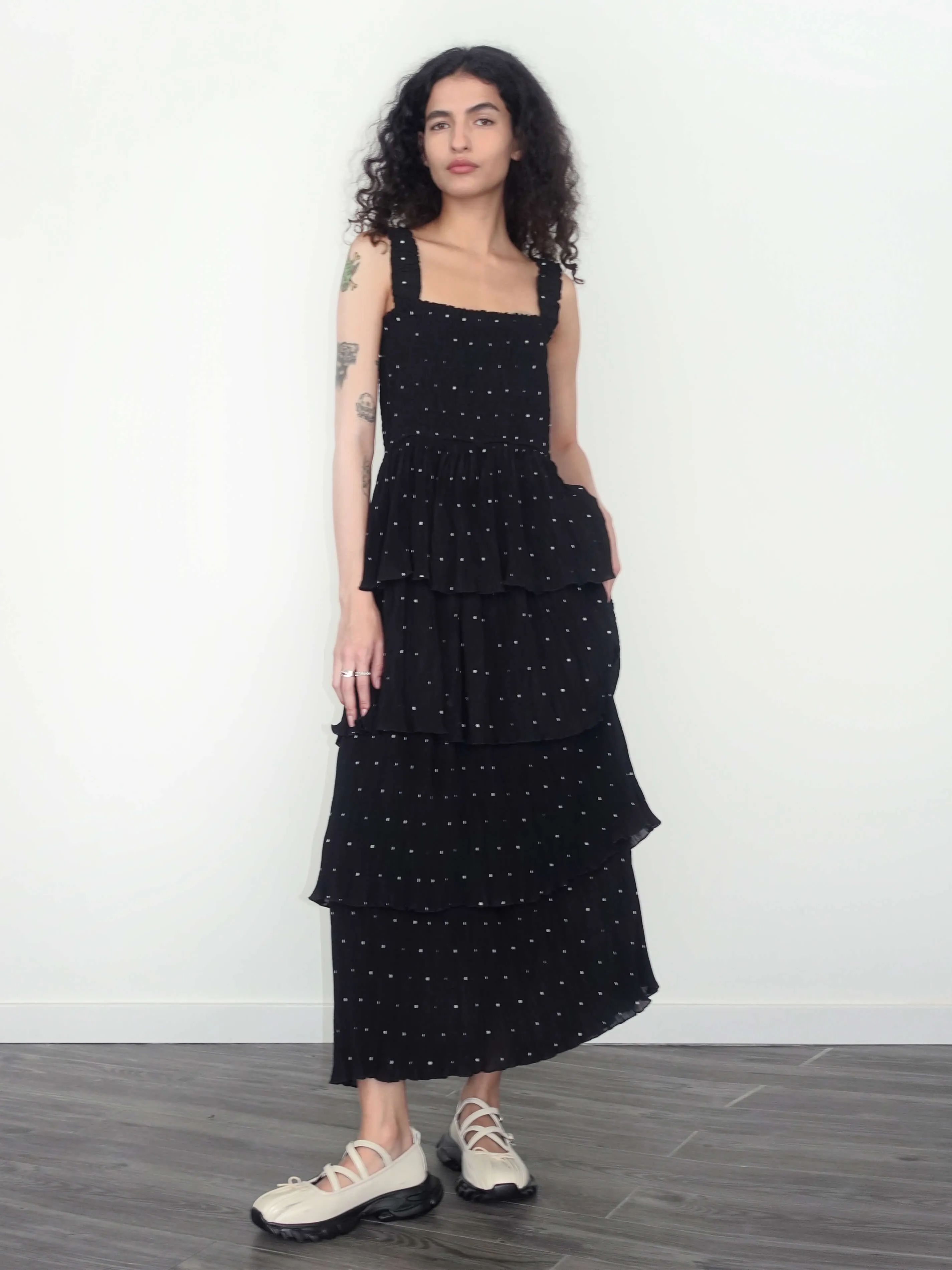 Polka Dot Multi Layer Sling Dress