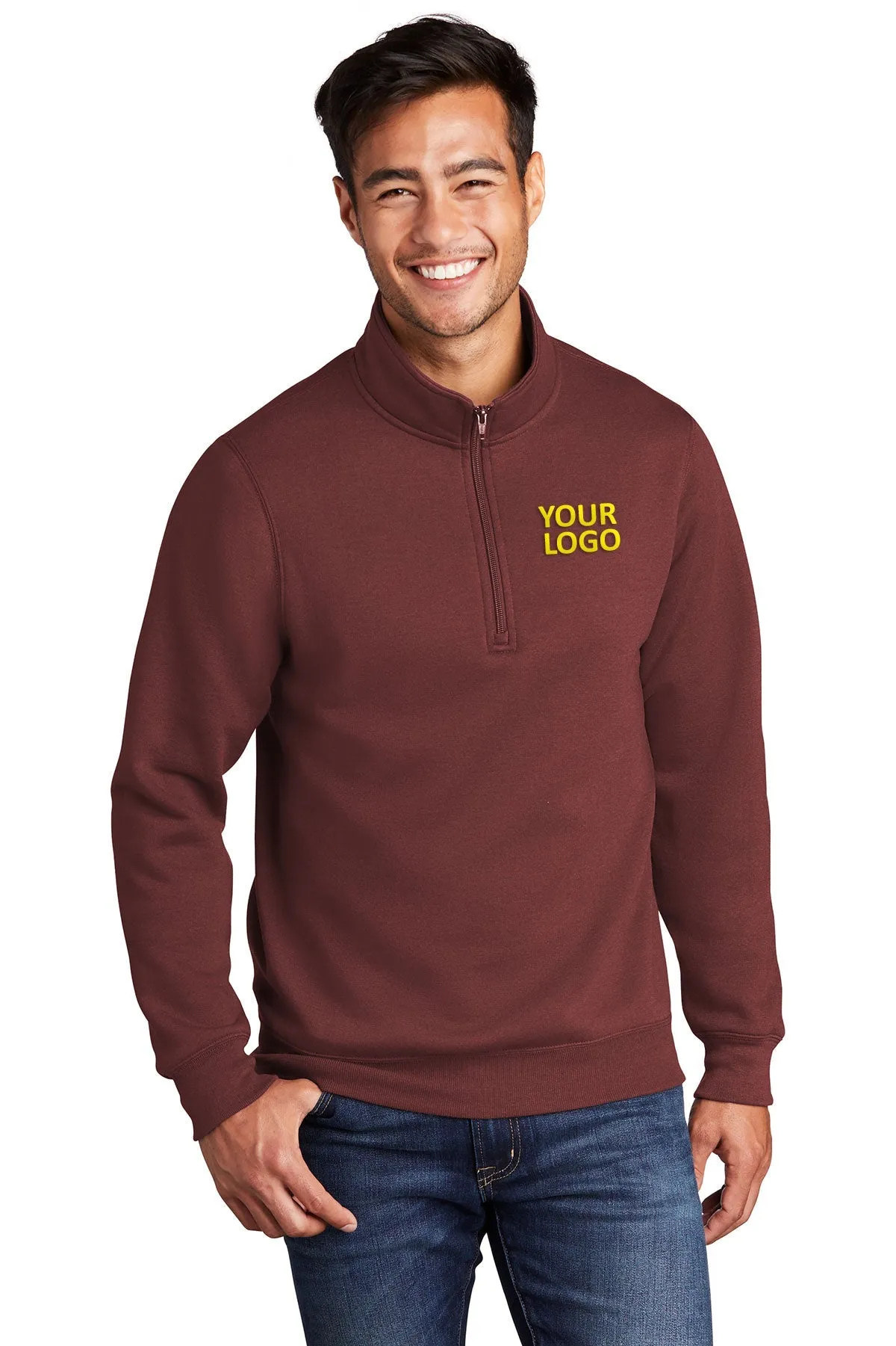 Port & Company Core Fleece Branded Quarter Zips, Maroon