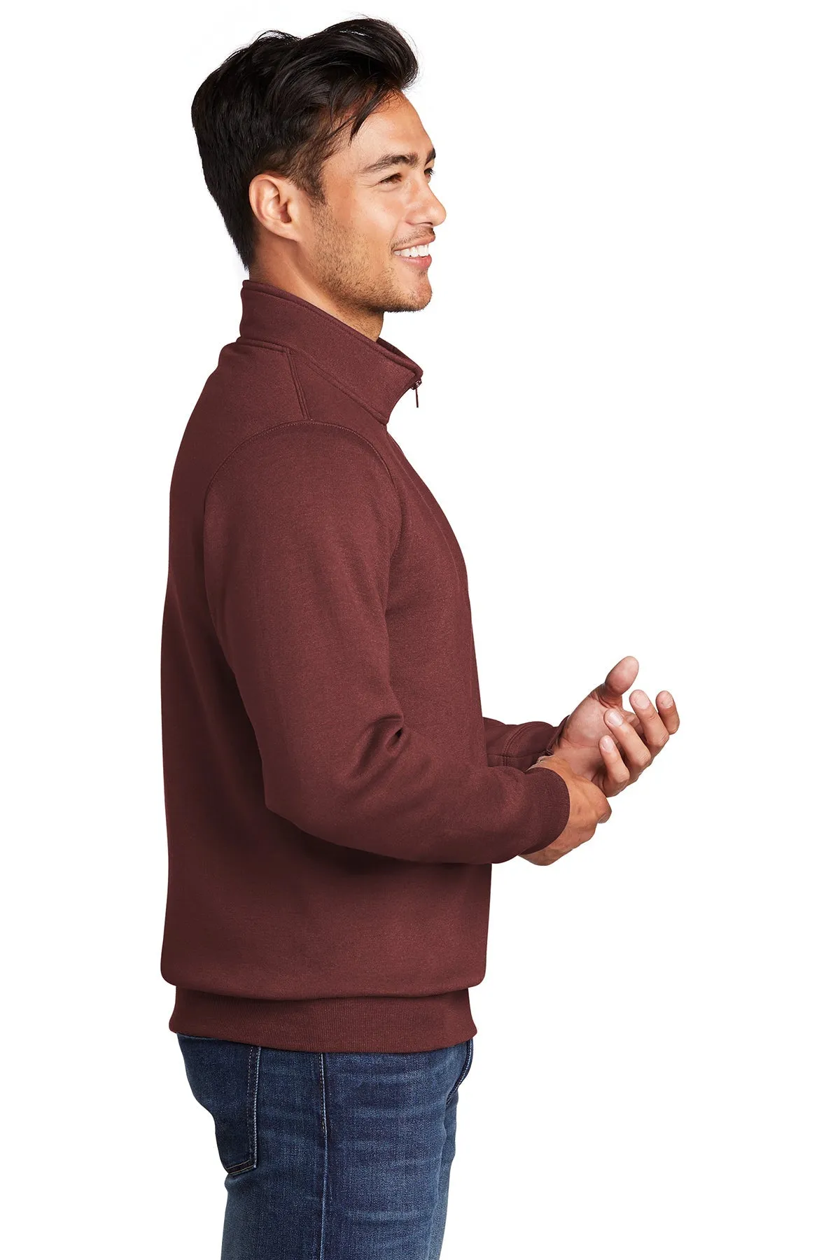 Port & Company Core Fleece Branded Quarter Zips, Maroon