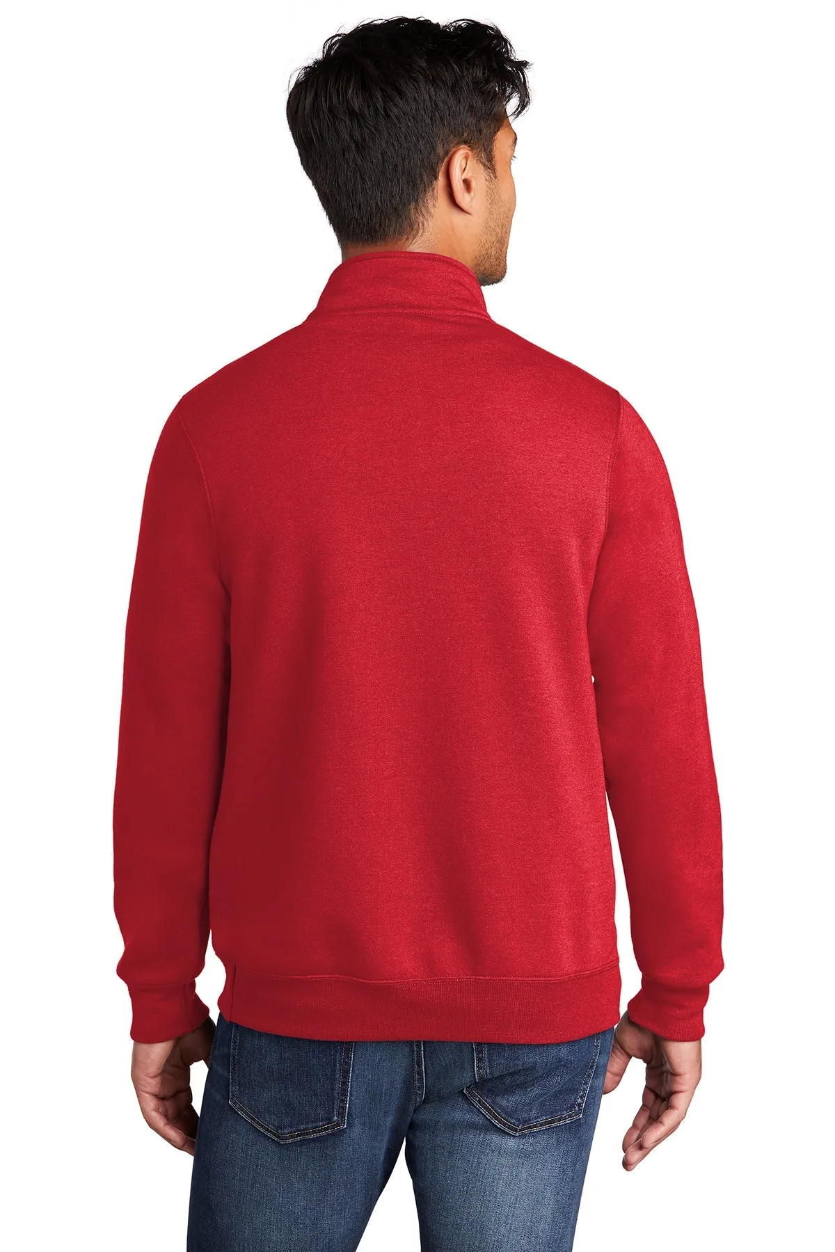 Port & Company Core Fleece Branded Quarter Zips, Red