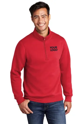 Port & Company Core Fleece Branded Quarter Zips, Red