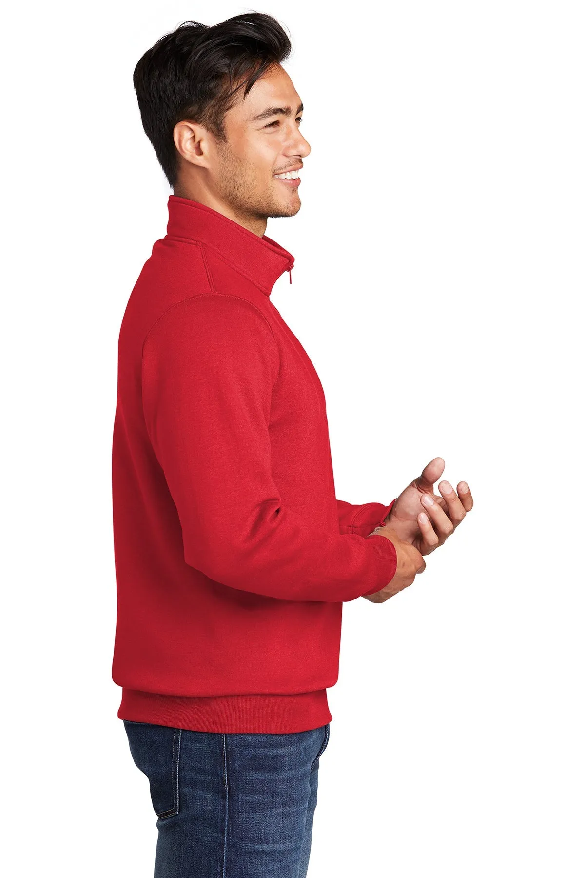 Port & Company Core Fleece Branded Quarter Zips, Red