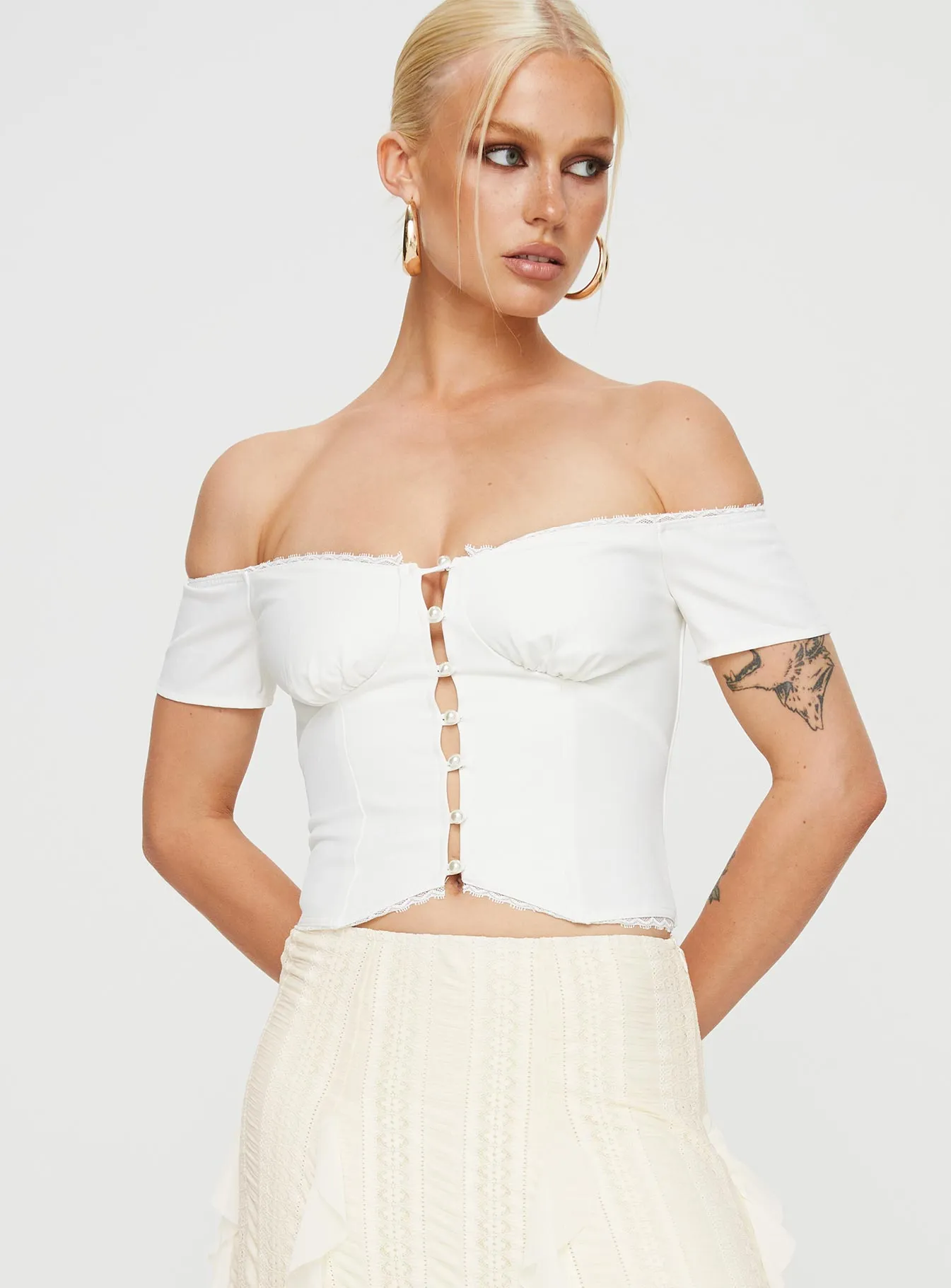 Posner Off The Shoulder Top Ivory