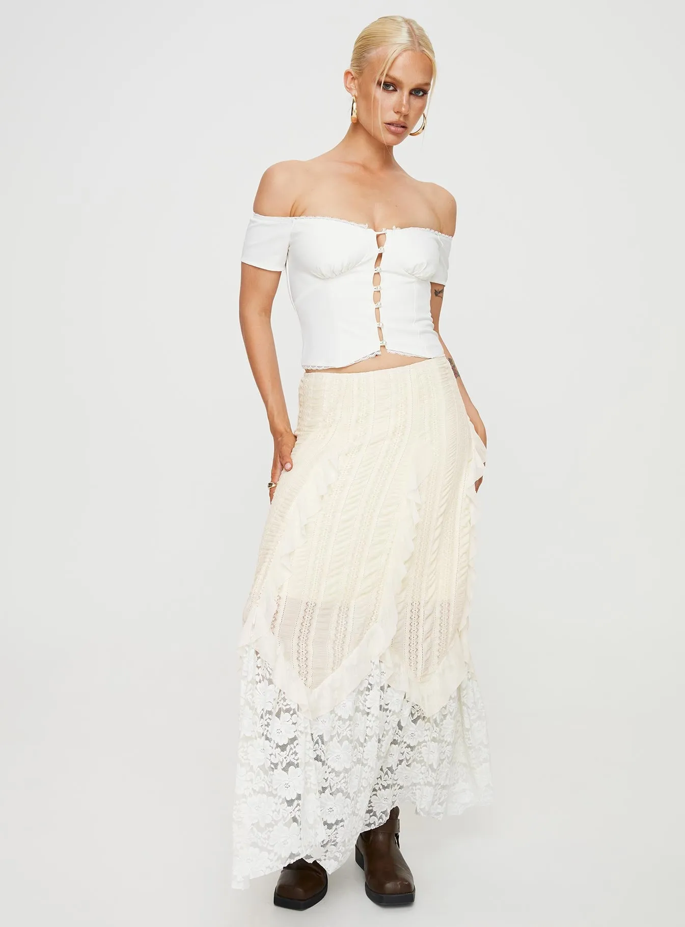 Posner Off The Shoulder Top Ivory