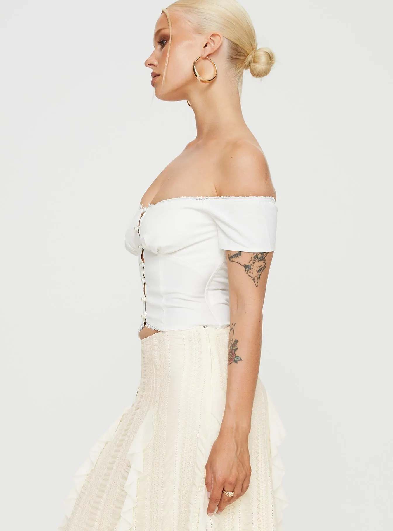 Posner Off The Shoulder Top Ivory