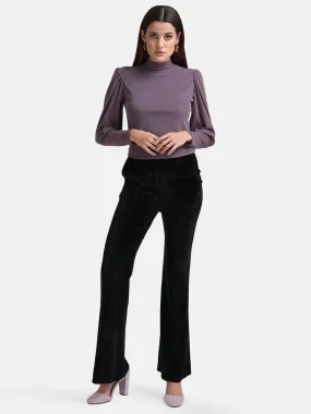 Puff Sleeves Top With Band Neck