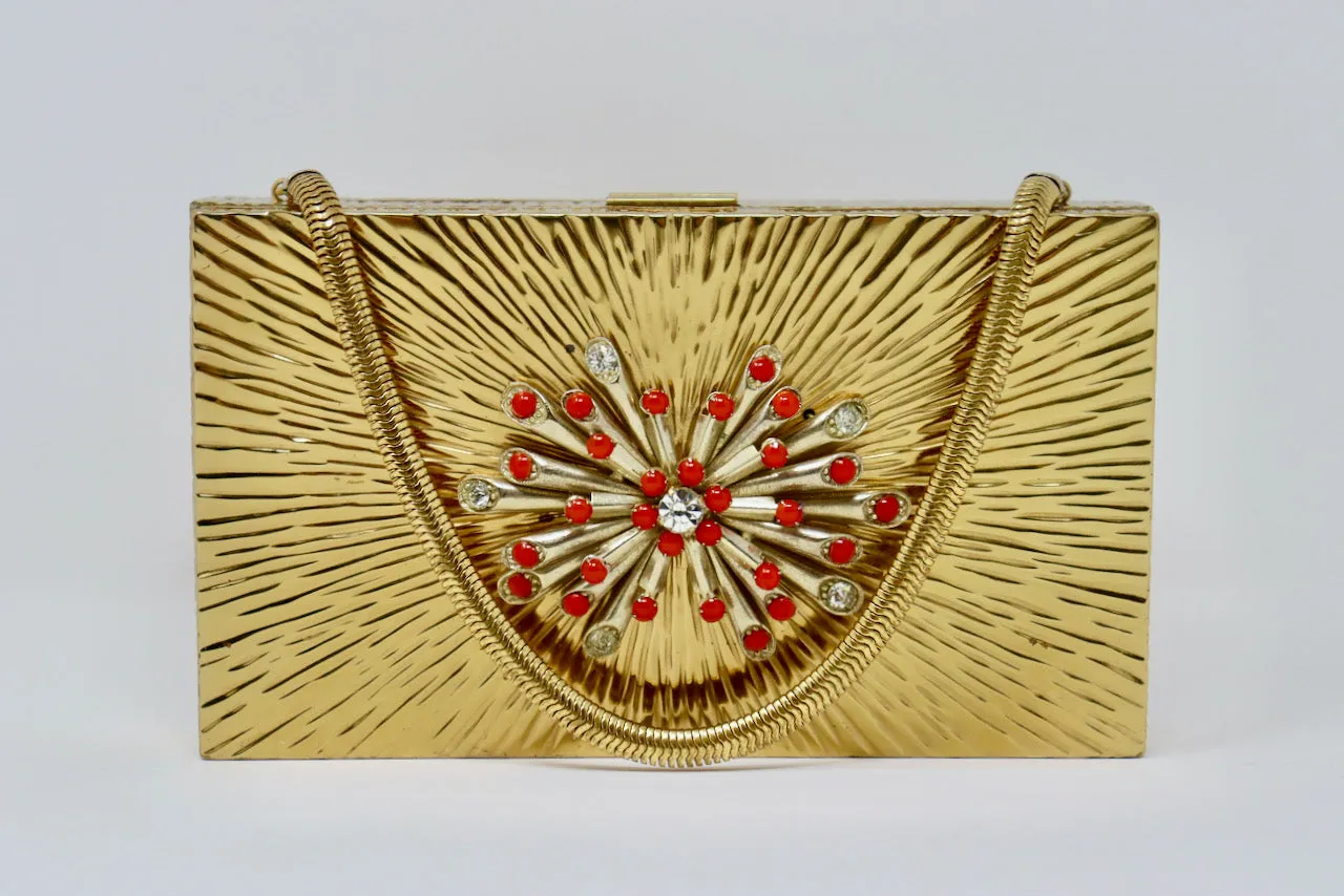 Rare Vintage 60's Jeweled Minaudière Compact Clutch