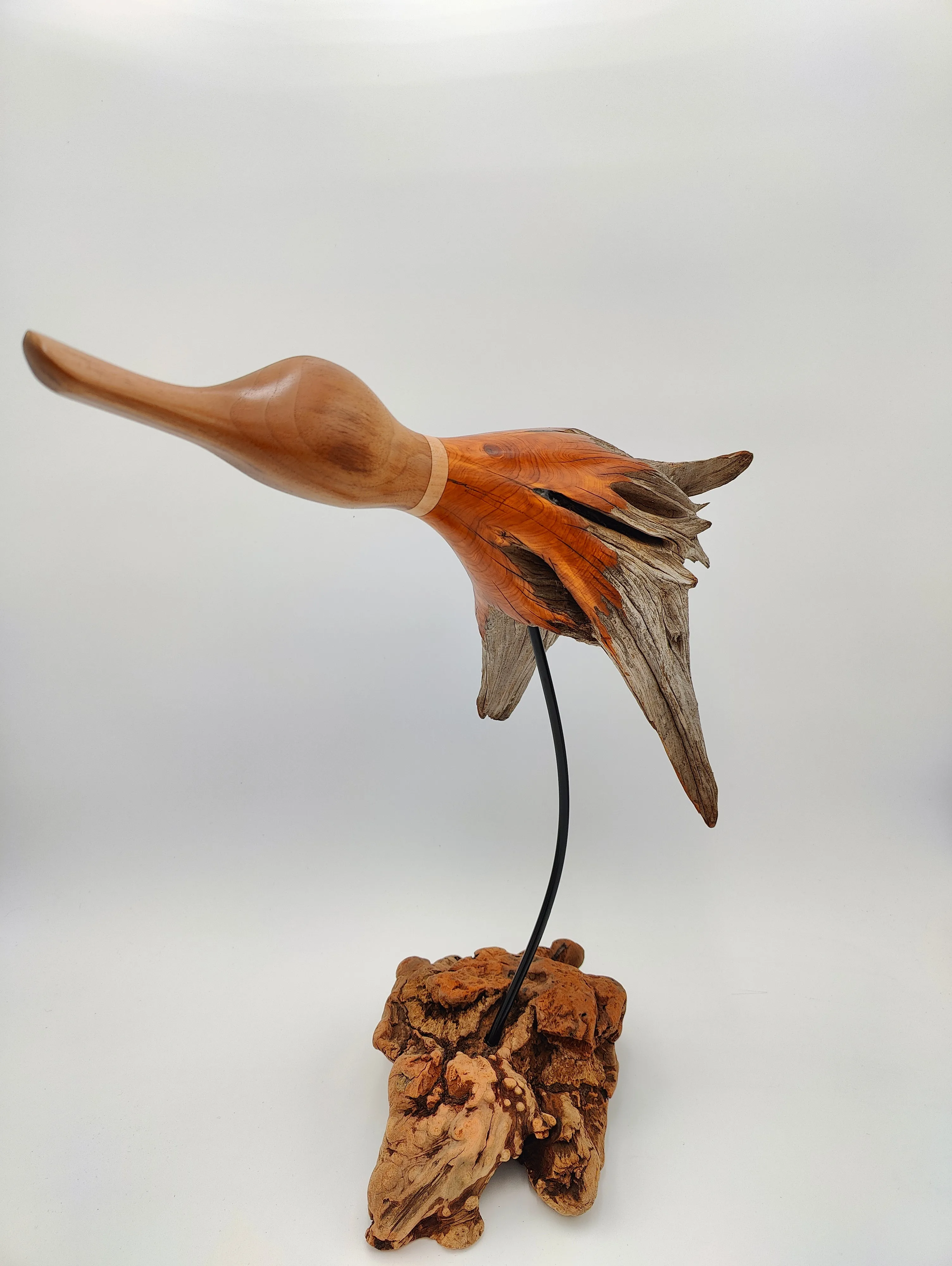 Rarebirds - Wooden Sculpture - 15x 18 Flying Duck with Base