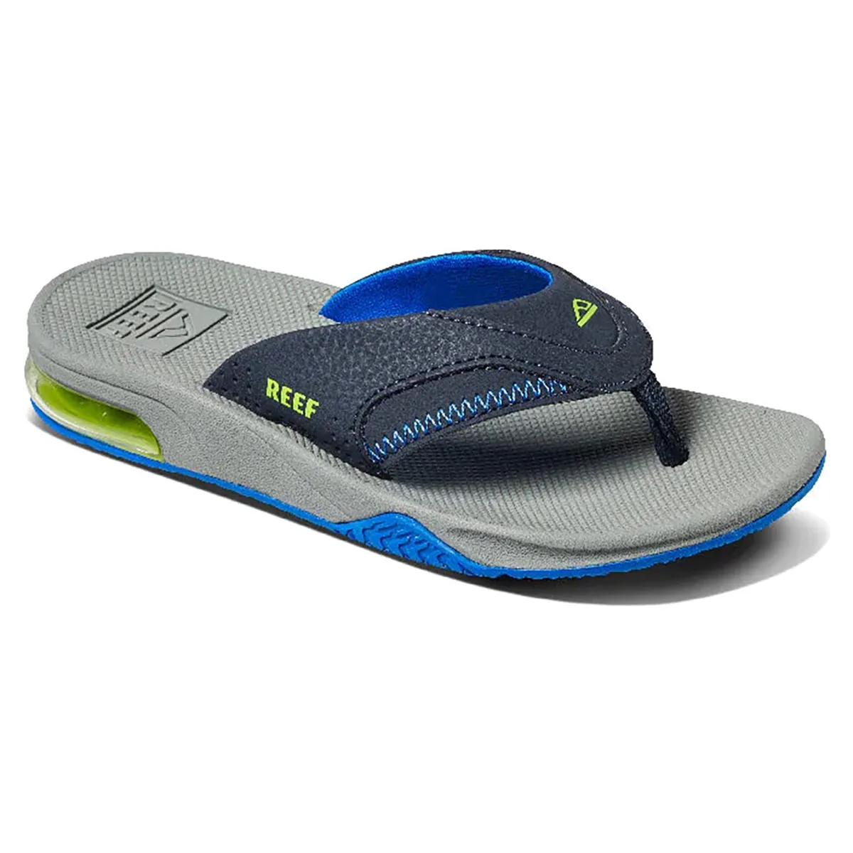 Reef Boy's Fanning Flip Flops - Navy/Lime